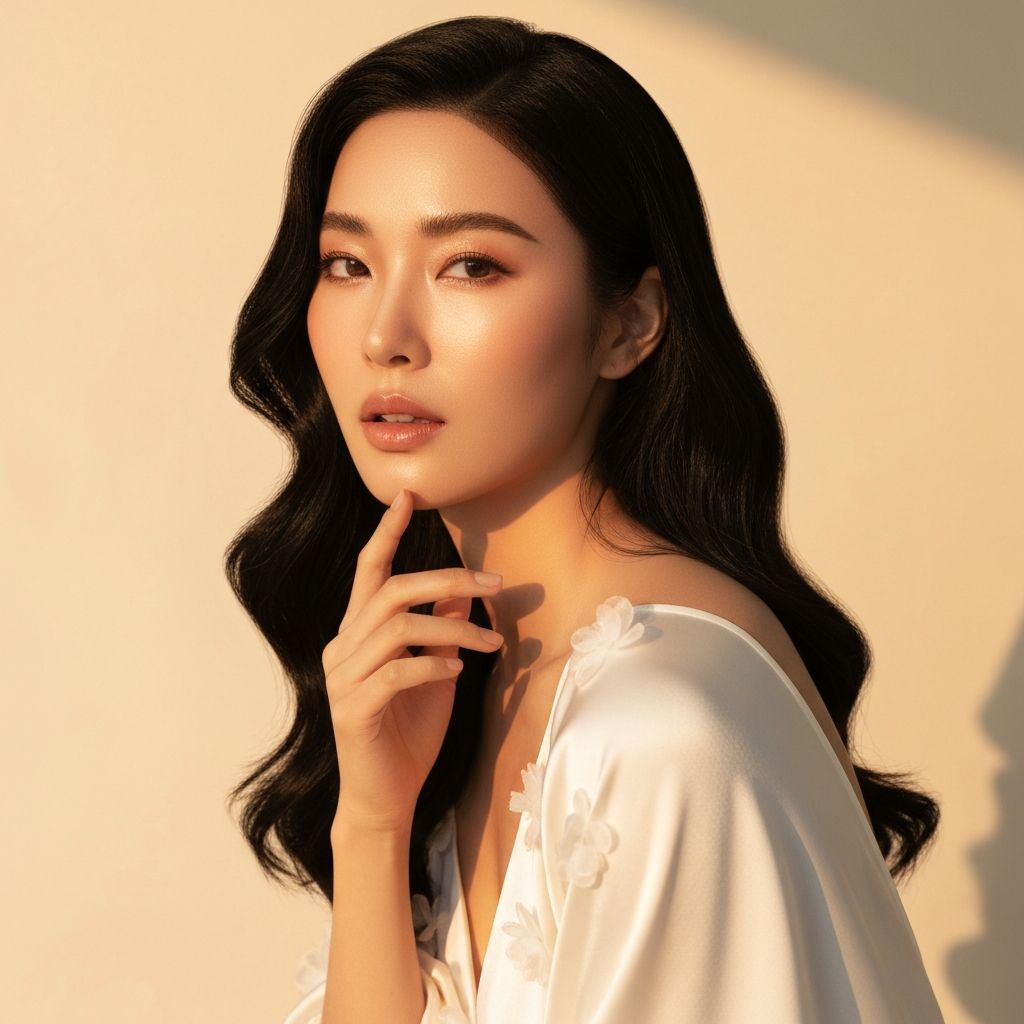 Woman with radiant glowing skin