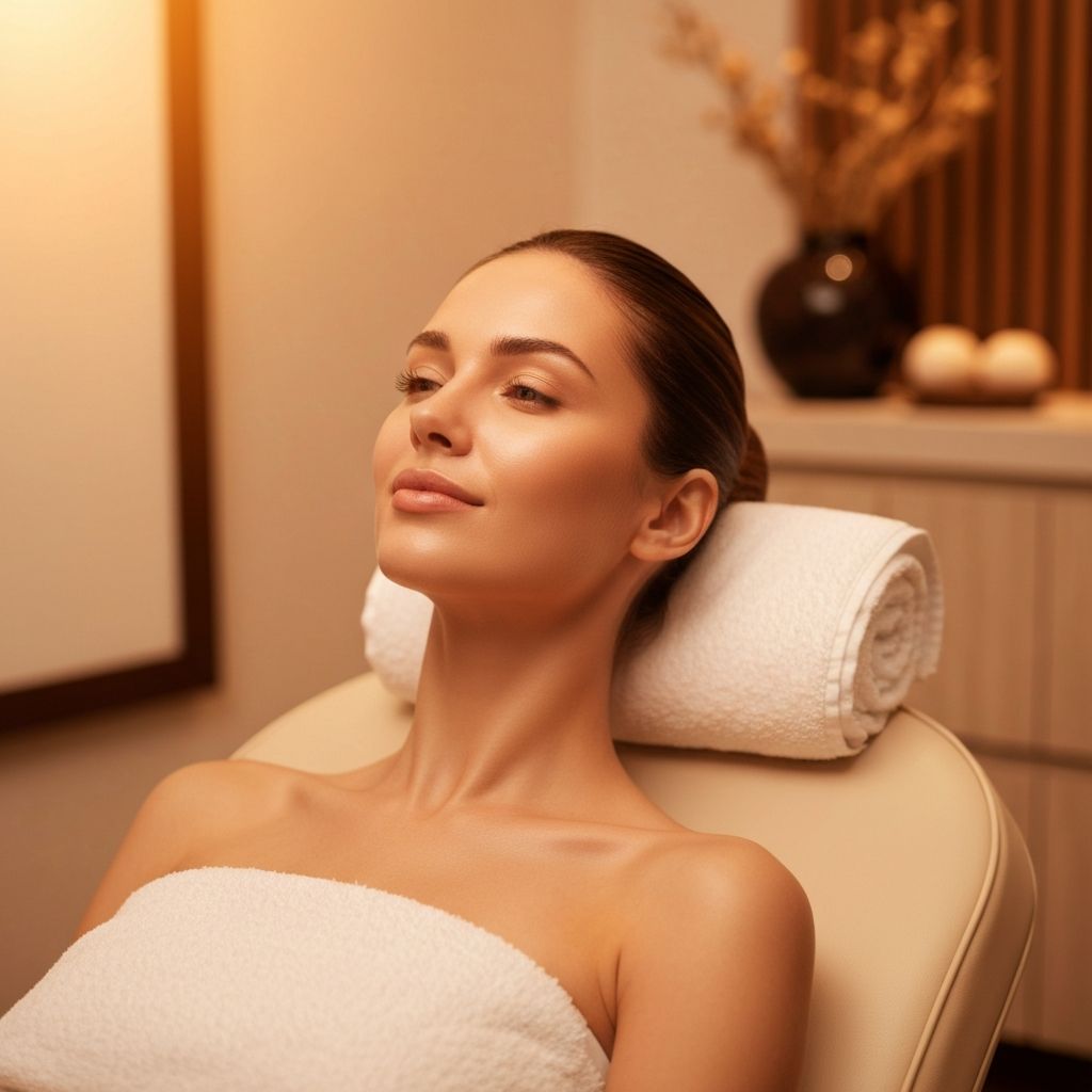 Woman relaxing at spa